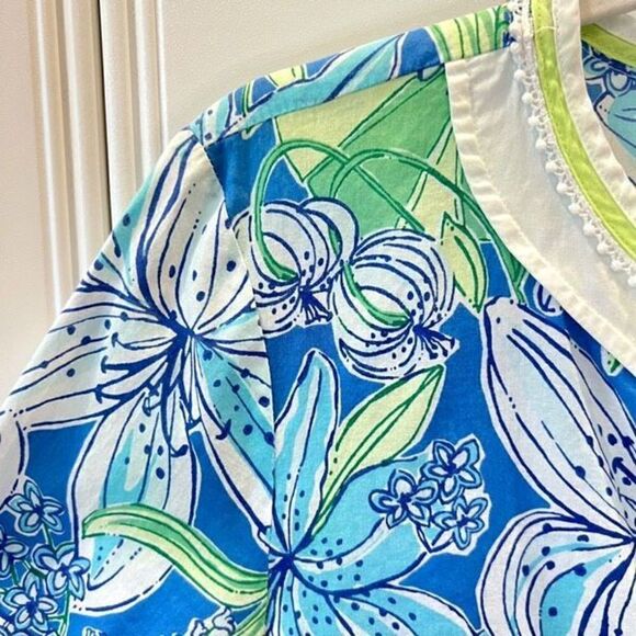 Lilly Pulitzer Women’s Small Pick of the Bunch Caftan Blue Midi Dress Cotton - Picture 3 of 10